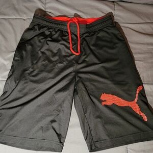 Puma Men's Athletic Shorts in Black with Red Details